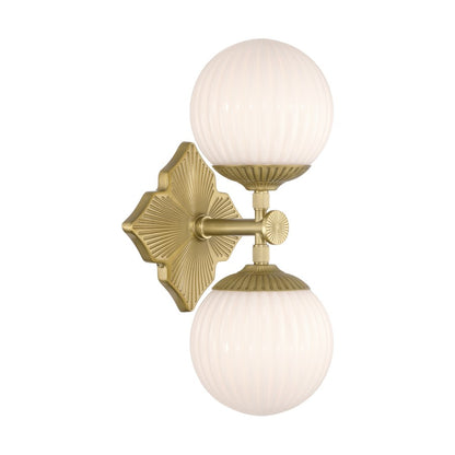 Crystorama Orly 2 Light 7.5" Sconce, Aged Brass/White - ORY-1002-AG-WH