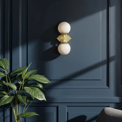 Crystorama Orly 2 Light 7.5" Sconce, Aged Brass/White