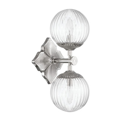 Crystorama Orly 2 Light 7.5" Sconce, Polished Nickel/Clear