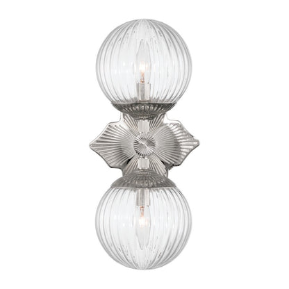 Crystorama Orly 2 Light 7.5" Sconce, Polished Nickel/Clear