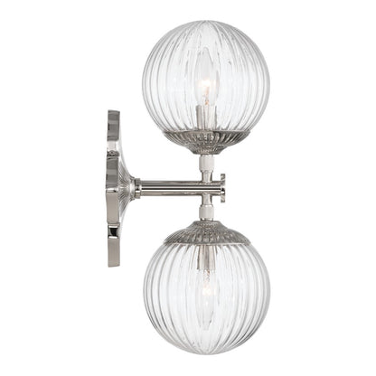 Crystorama Orly 2 Light 7.5" Sconce, Polished Nickel/Clear