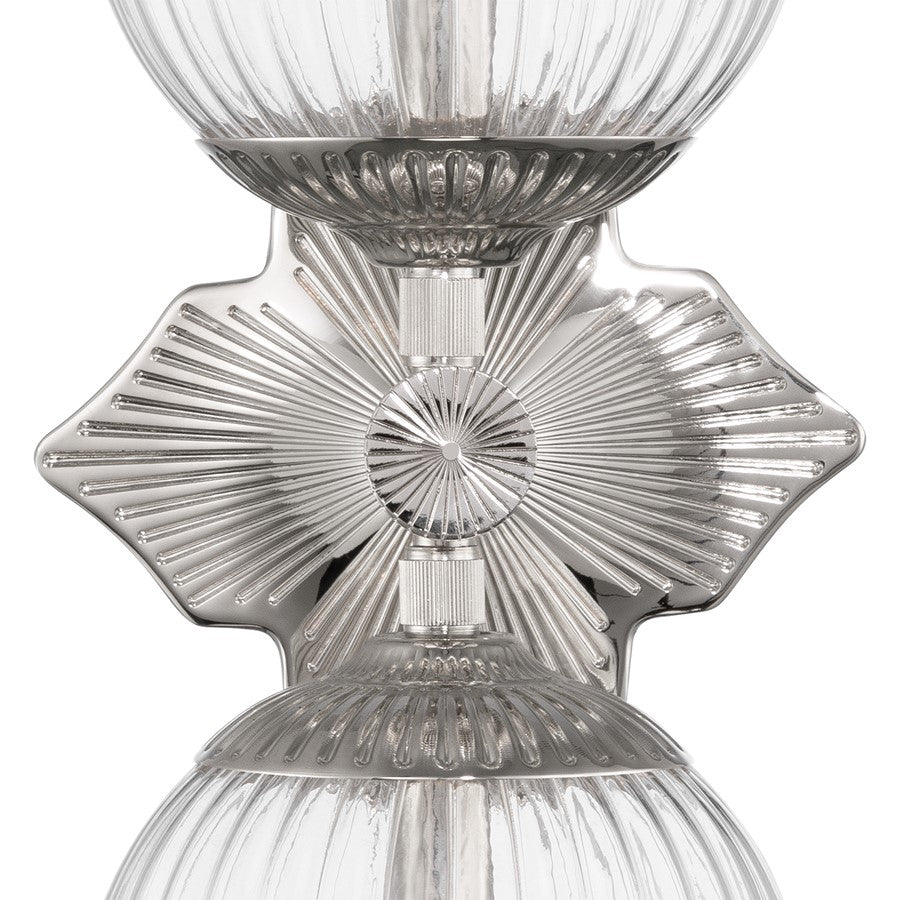 Crystorama Orly 2 Light 7.5" Sconce, Polished Nickel/Clear