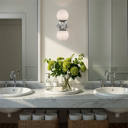 Crystorama Orly 2 Light 7.5" Sconce, Polished Nickel/White