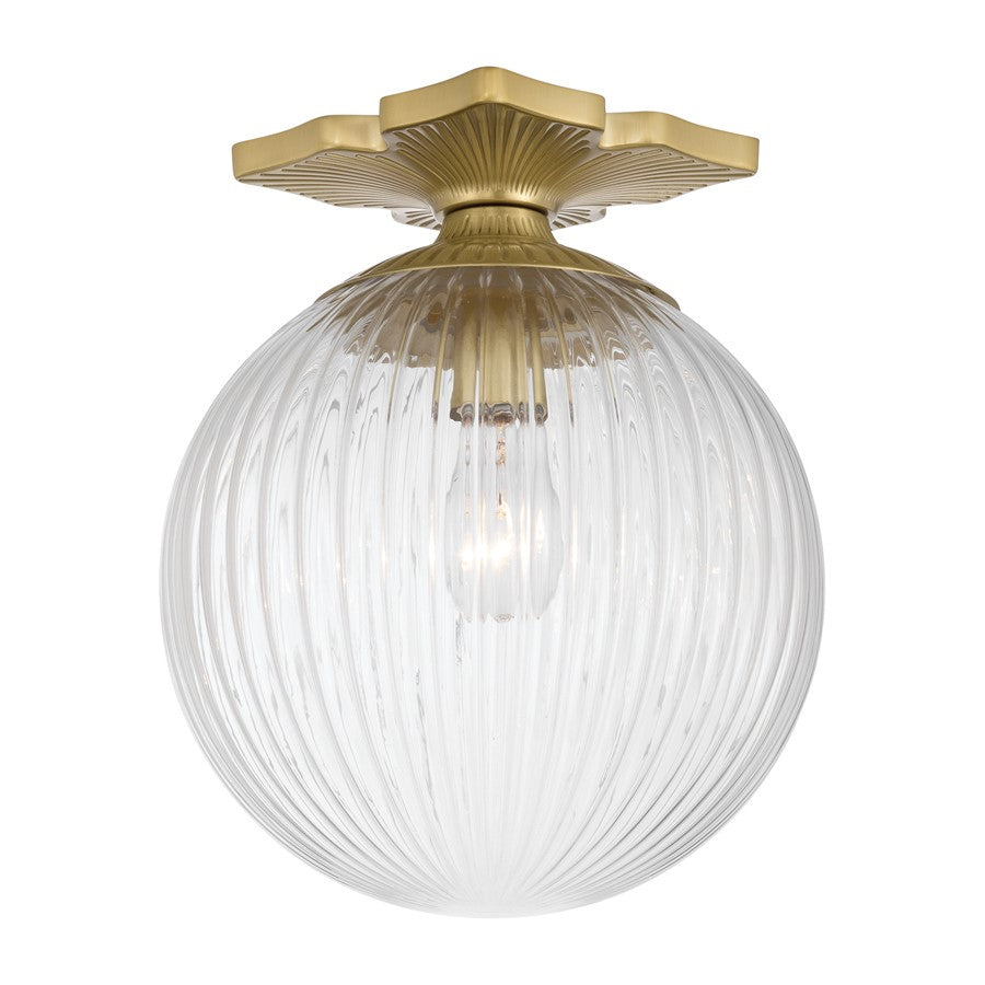 Crystorama Orly 1 Light 10" Semi Flush Mount, Aged Brass/Clear - ORY-1003-AG-CL