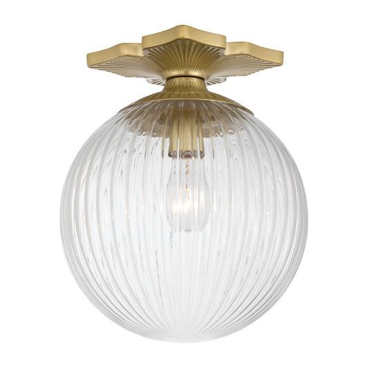 Crystorama Orly 1 Light 10" Semi Flush Mount, Aged Brass/Clear - ORY-1003-AG-CL