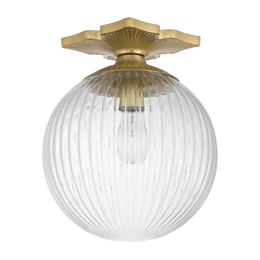 Crystorama Orly 1 Light 10" Semi Flush Mount, Aged Brass/Clear
