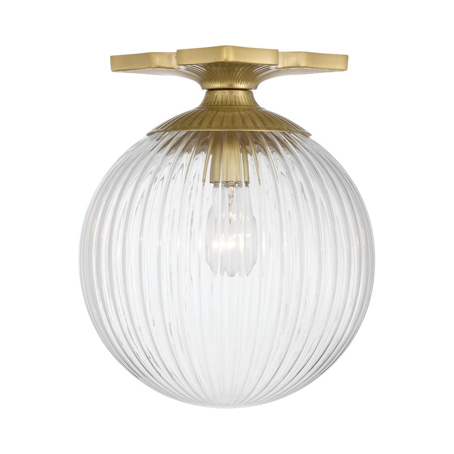 Crystorama Orly 1 Light 10" Semi Flush Mount, Aged Brass/Clear