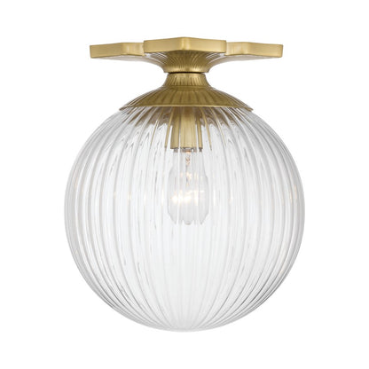 Crystorama Orly 1 Light 10" Semi Flush Mount, Aged Brass/Clear