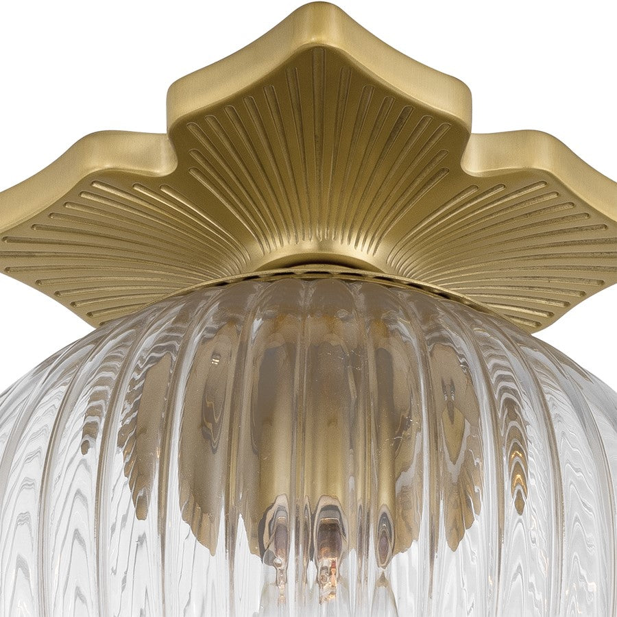 Crystorama Orly 1 Light 10" Semi Flush Mount, Aged Brass/Clear