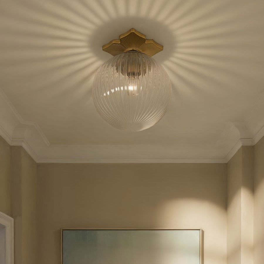 Crystorama Orly 1 Light 10" Semi Flush Mount, Aged Brass/Clear