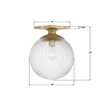 Crystorama Orly 1 Light 10" Semi Flush Mount, Aged Brass/Clear