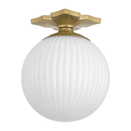 Crystorama Orly 1 Light 10" Semi Flush Mount, Aged Brass/White