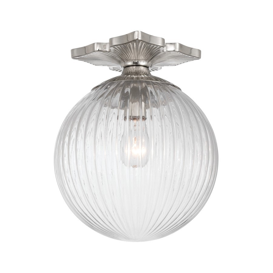 Crystorama Orly 1Lt 10" Semi Flush Mount, Polished Nickel/Clear - ORY-1003-PN-CL