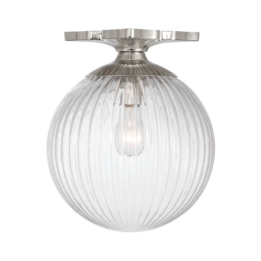 Crystorama Orly 1Lt 10" Semi Flush Mount, Polished Nickel/Clear