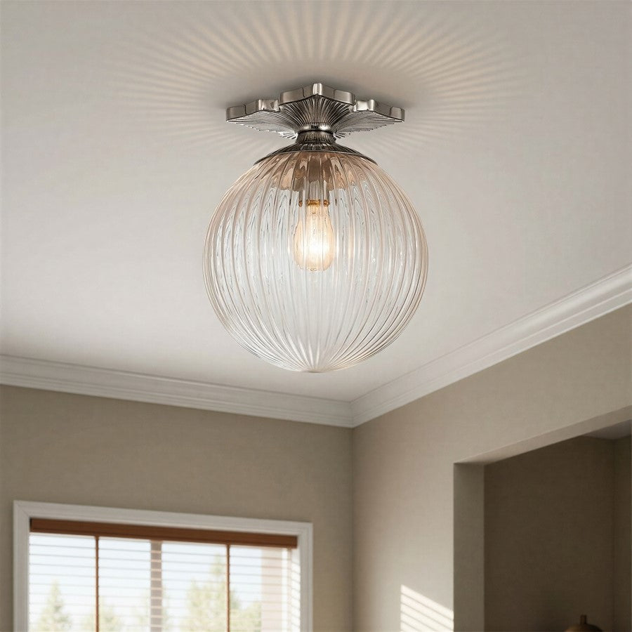 Crystorama Orly 1Lt 10" Semi Flush Mount, Polished Nickel/Clear