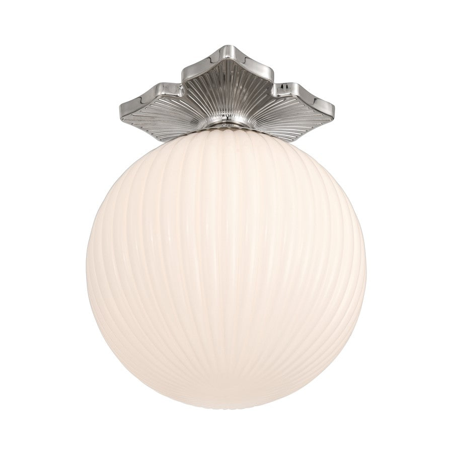 Crystorama Orly 1Lt 10" Semi Flush Mount, Polished Nickel/White