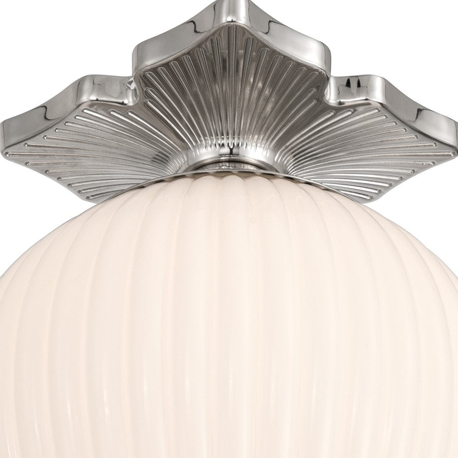 Crystorama Orly 1Lt 10" Semi Flush Mount, Polished Nickel/White