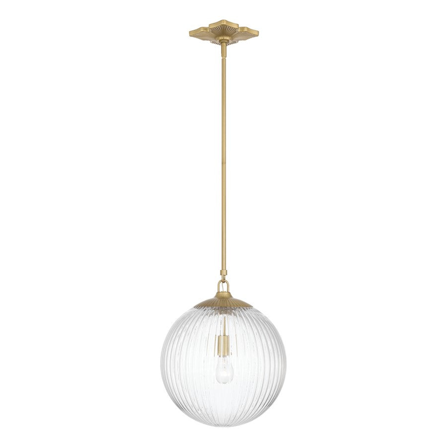 Crystorama Orly 1 Light 14" Pendant, Aged Brass/Clear