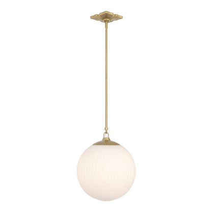 Crystorama Orly 1 Light 14" Pendant, Aged Brass/White