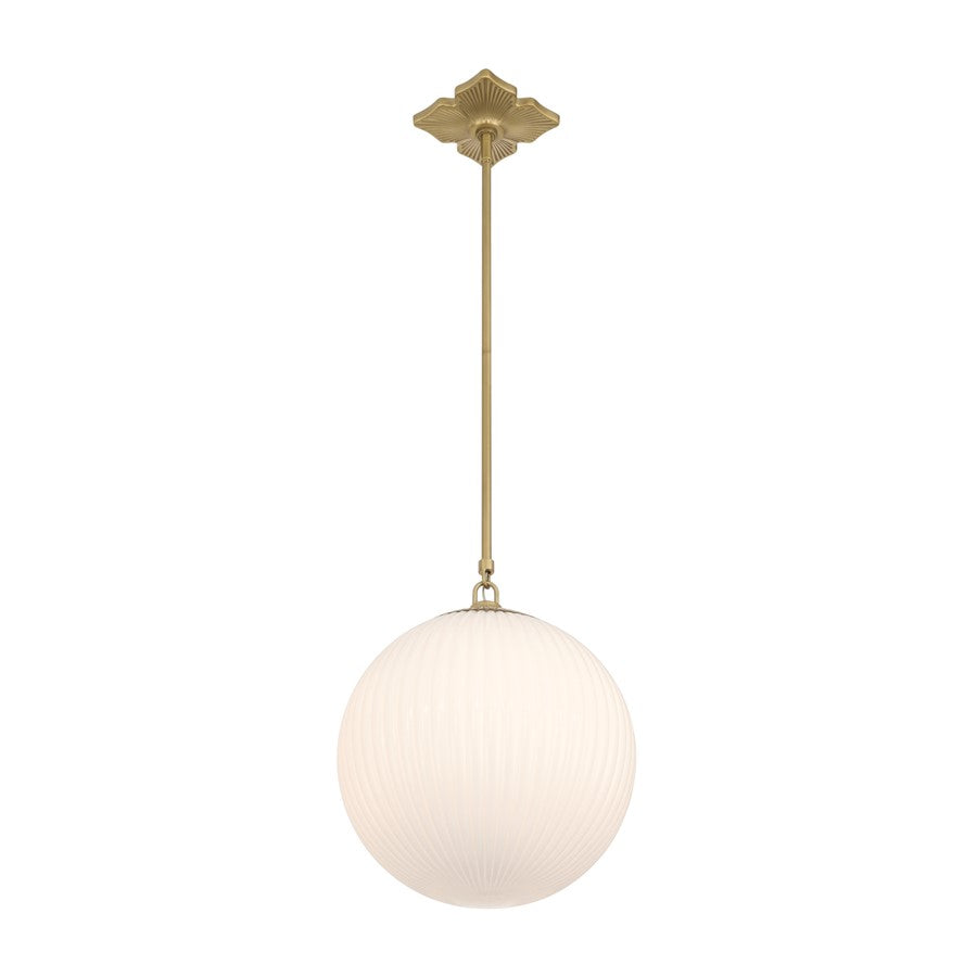 Crystorama Orly 1 Light 14" Pendant, Aged Brass/White