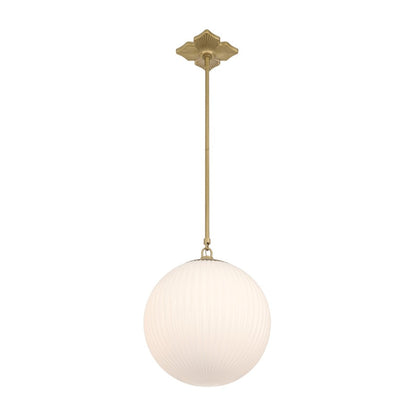 Crystorama Orly 1 Light 14" Pendant, Aged Brass/White