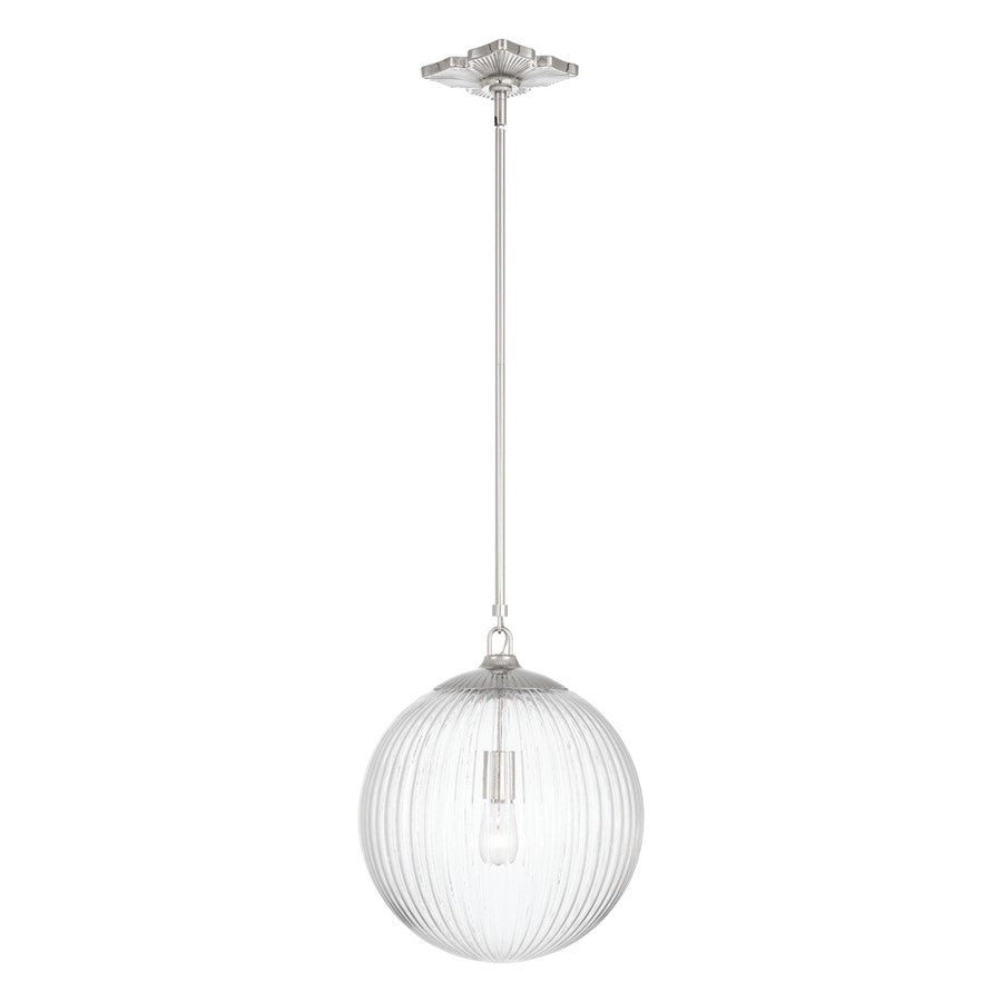 Crystorama Orly 1 Light 14" Pendant, Polished Nickel/Clear