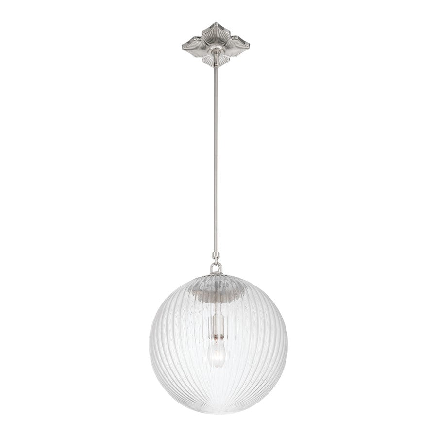 Crystorama Orly 1 Light 14" Pendant, Polished Nickel/Clear