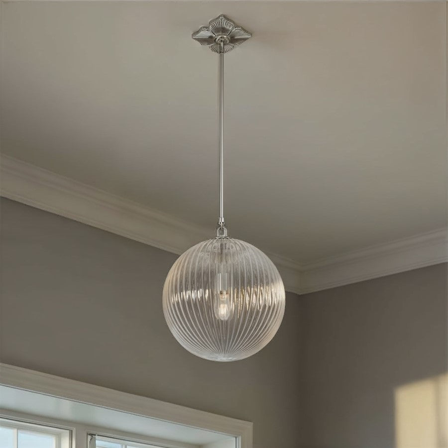 Crystorama Orly 1 Light 14" Pendant, Polished Nickel/Clear