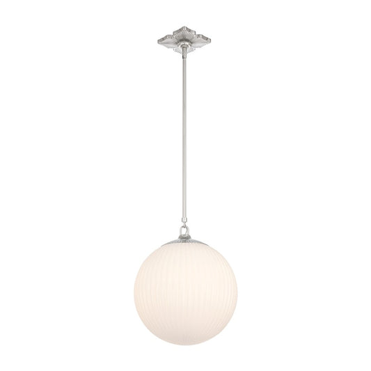 Crystorama Orly 1 Light 14" Pendant, Polished Nickel/White - ORY-1007-PN-WH