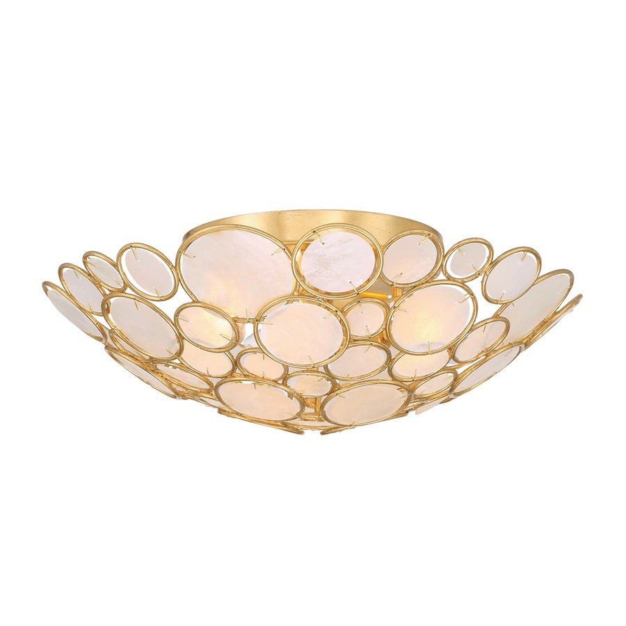 Crystorama Palla 3 Light 16" Semi Flush Mount, Antique Gold/White - PAL-524-GA