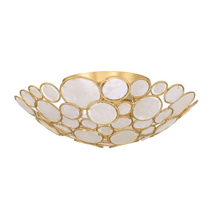 Crystorama Palla 3 Light 16" Semi Flush Mount, Antique Gold/White