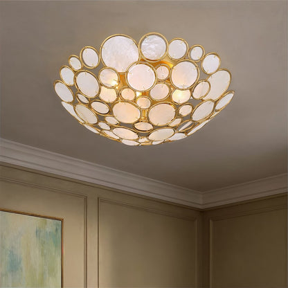 Crystorama Palla 3 Light 16" Semi Flush Mount, Antique Gold/White
