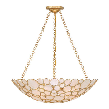 Crystorama Palla 6 Light 24.5" Chandelier, Antique Gold/White