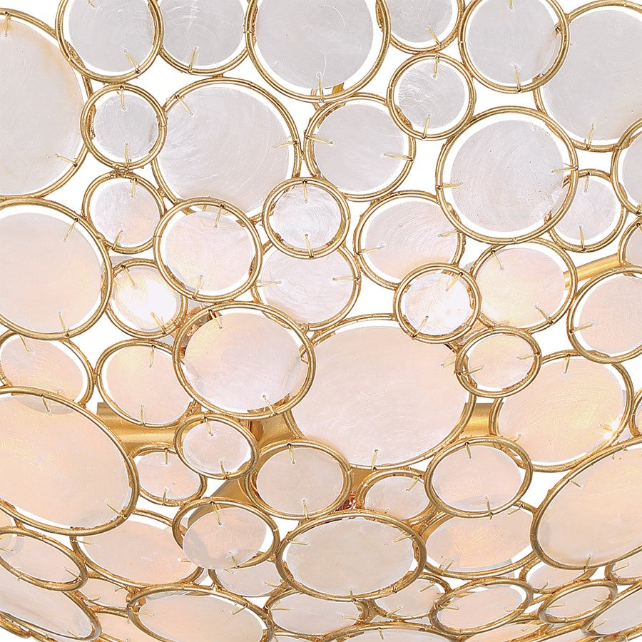Crystorama Palla 6 Light 24.5" Chandelier, Antique Gold/White