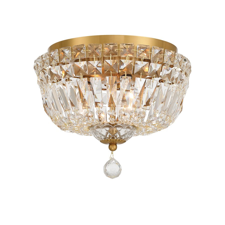 Crystorama Roslyn 3Lt 10" Flush Mount, Aged Brass/Clear - ROS-A1003-AG-CL-MWP