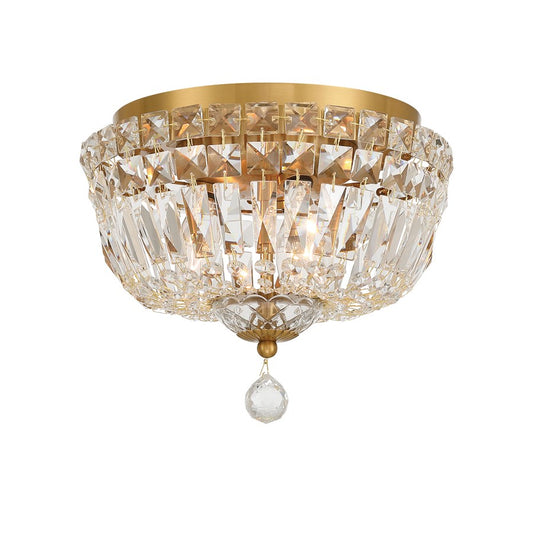 Crystorama Roslyn 3Lt 10" Flush Mount, Aged Brass/Clear - ROS-A1003-AG-CL-MWP