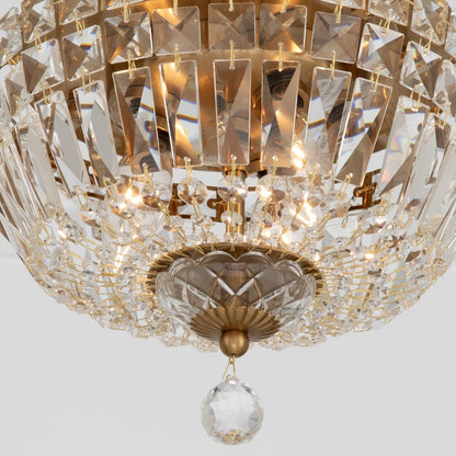 Crystorama Roslyn 3Lt 10" Flush Mount, Aged Brass/Clear