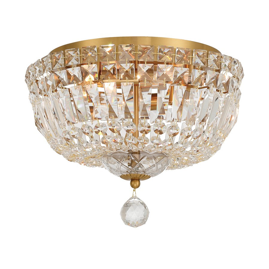 Crystorama Roslyn 4Lt 12" Flush Mount, Aged Brass/Clear - ROS-A1004-AG-CL-MWP