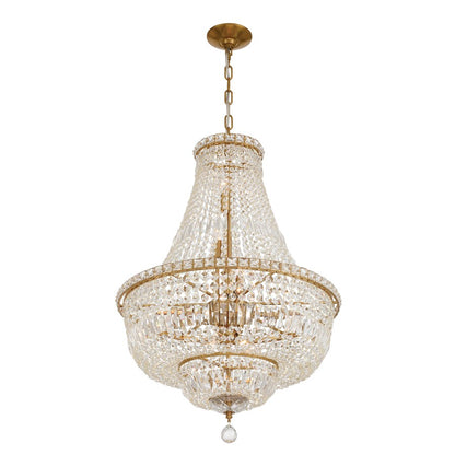 Crystorama Roslyn 9 Light 22" Chandelier, Aged Brass/Clear