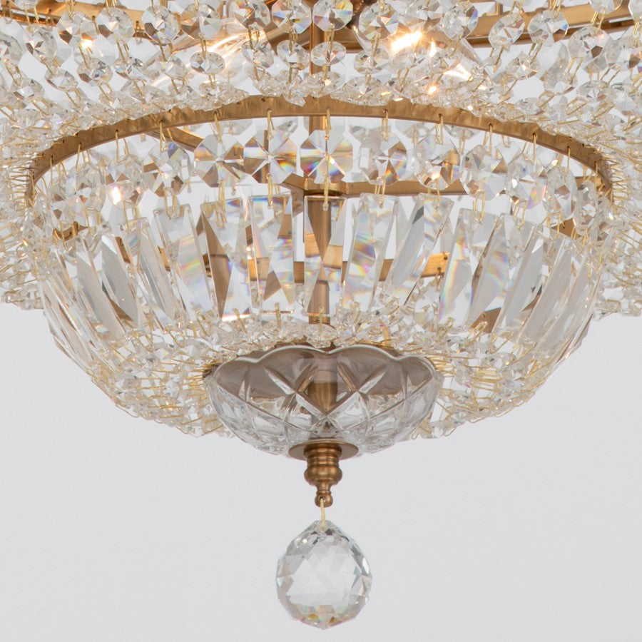 Crystorama Roslyn 9 Light 22" Chandelier, Aged Brass/Clear