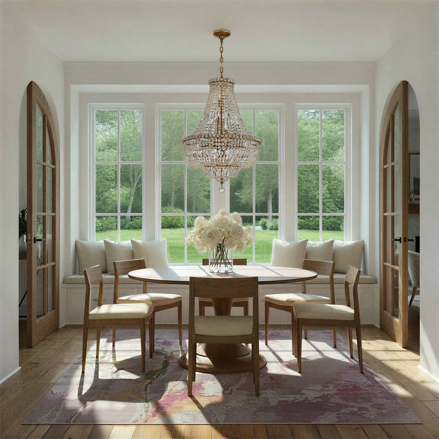 Crystorama Roslyn 9 Light 22" Chandelier, Aged Brass/Clear