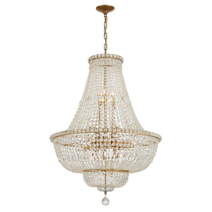 Crystorama Roslyn 15Lt 28" Chandelier, Aged Brass/Clear - ROS-A1015-AG-CL-MWP