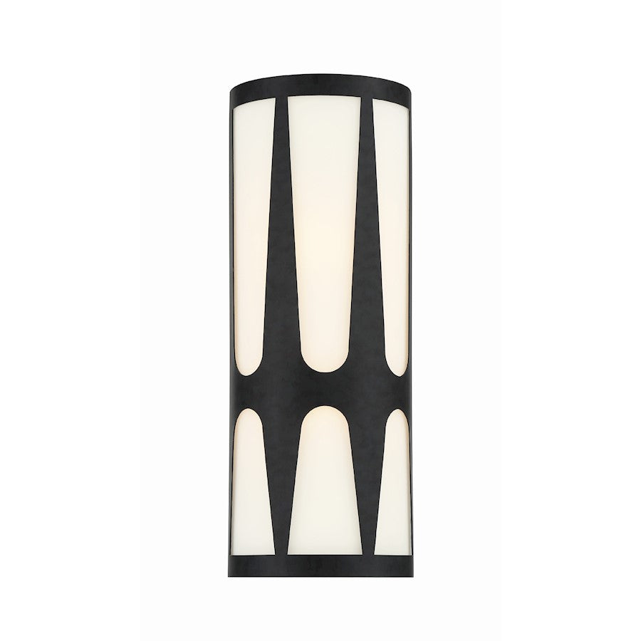 Crystorama Royston Integrated LED Sconce, Black/White - ROY-802-BK-LED