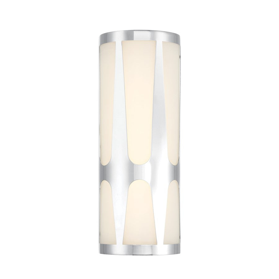 Crystorama Royston 1 Light Sconce, Polished Chrome/White - ROY-802-CH-LED