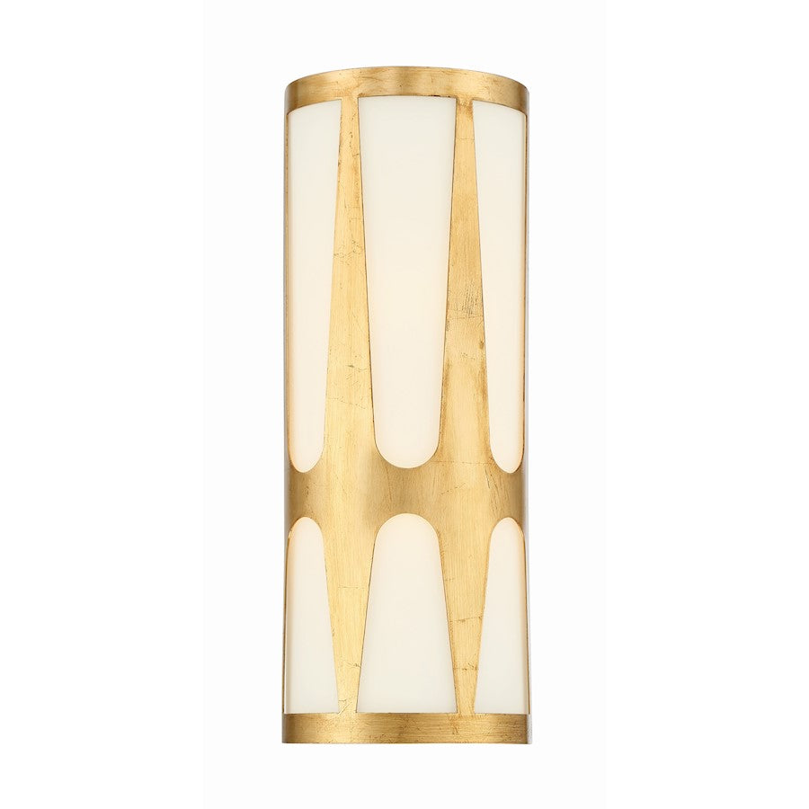 Crystorama Royston Integrated LED Sconce, Antique Gold/White - ROY-802-GA-LED