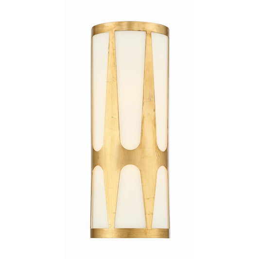 Crystorama Royston Integrated LED Sconce, Antique Gold/White - ROY-802-GA-LED