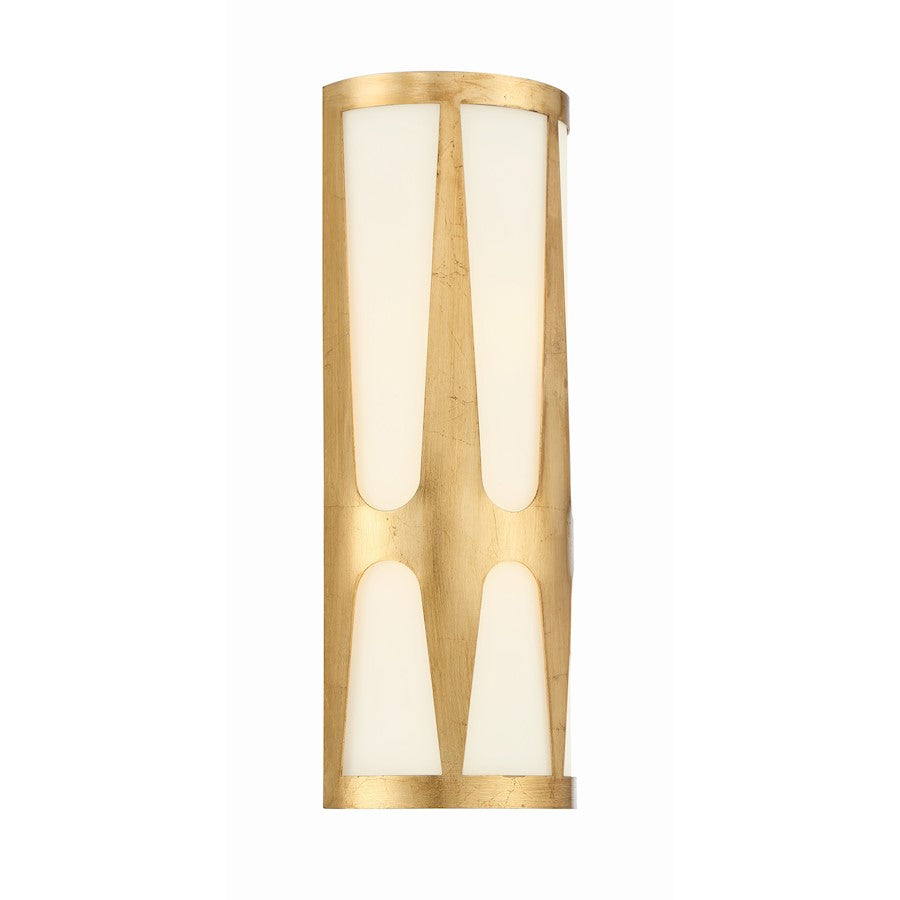 Crystorama Royston Integrated LED Sconce, Antique Gold/White
