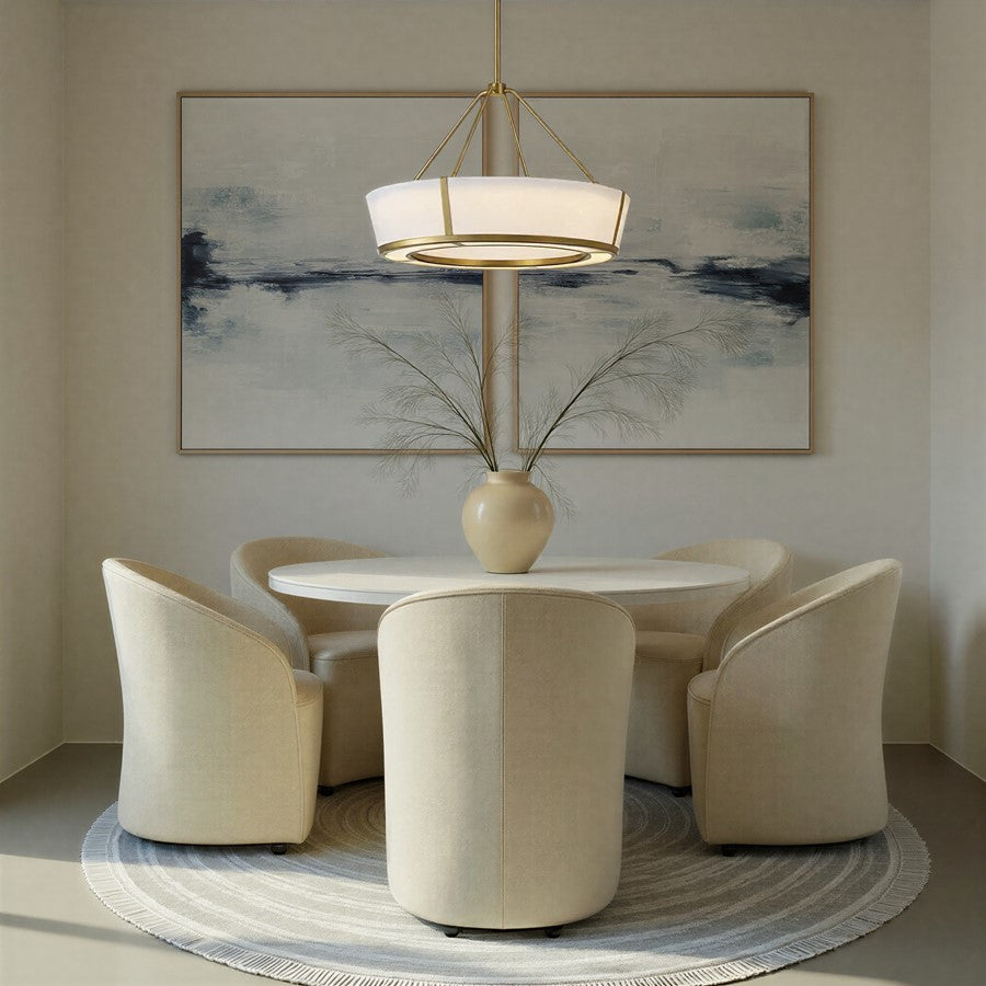 Crystorama Royce 1 Light 24.25" Pendant, Luxe Gold/White