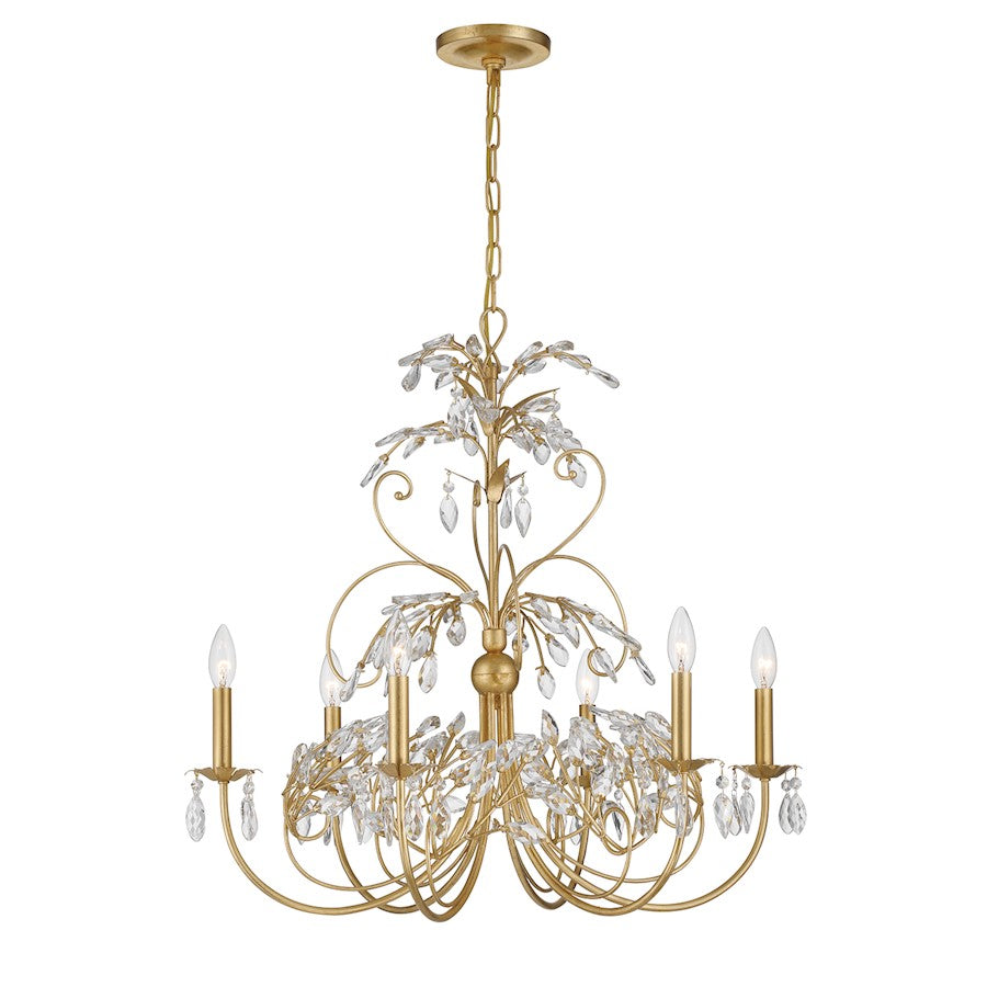 Crystorama Sadie 6 Light Chandelier, Antique Gold