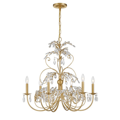 Crystorama Sadie 6 Light Chandelier, Antique Gold